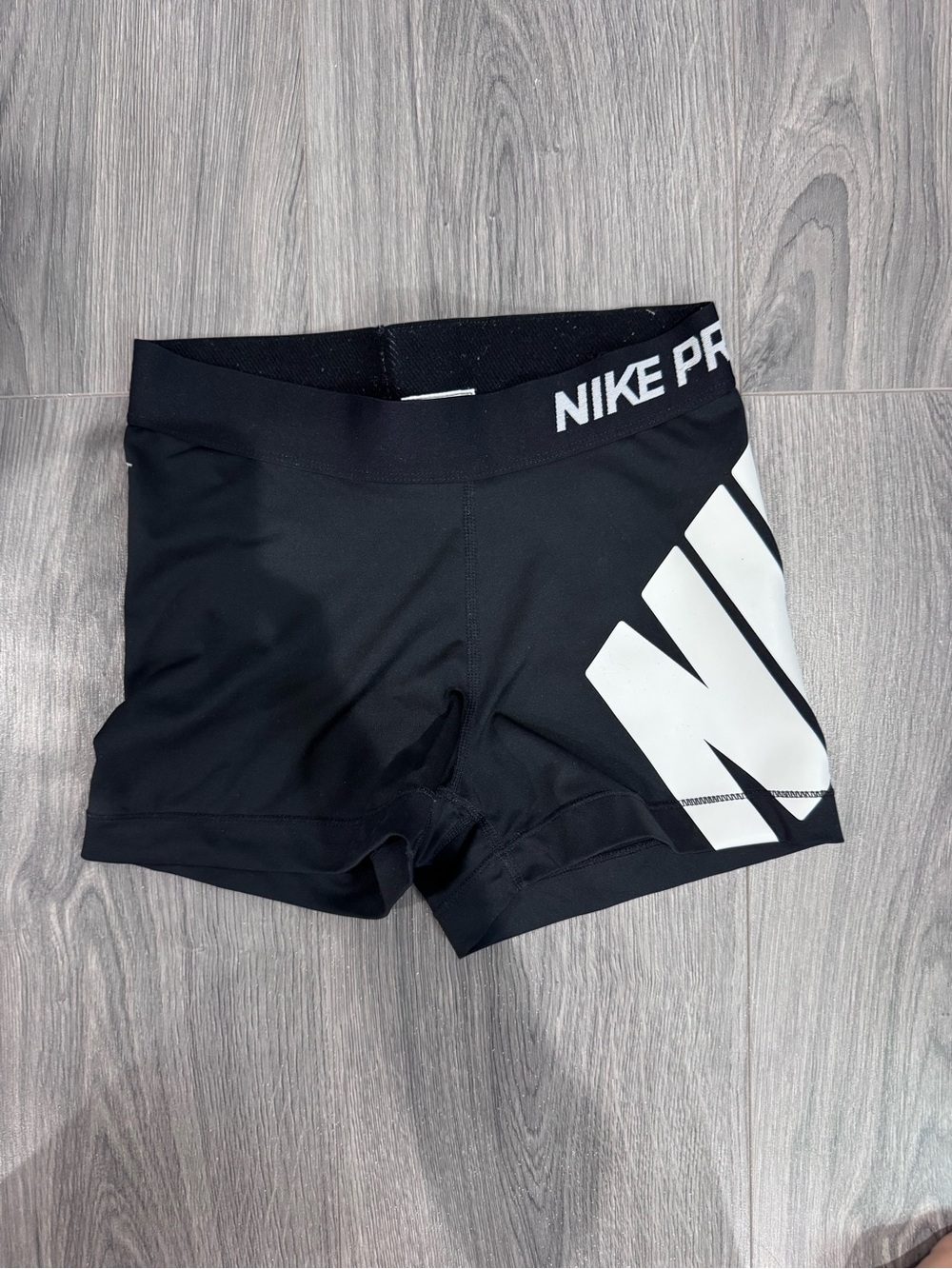 Nike Black Women's Bike Shorts with White Logo Panel